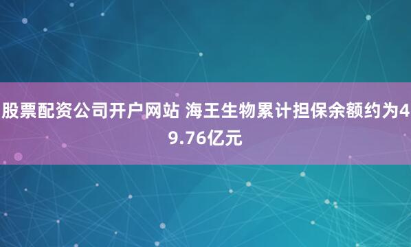 股票配资公司开户网站 海王生物累计担保余额约为49.76亿元